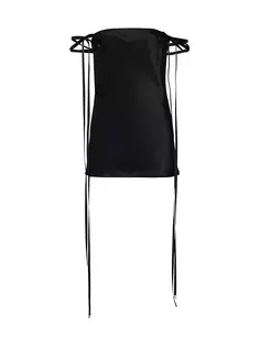 Шелковое мини-платье с открытыми плечами Brandon Maxwell, черный