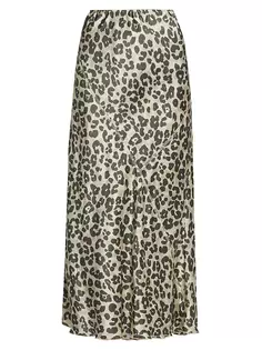 Шелковая юбка-миди с леопардовым принтом Atm Anthony Thomas Melillo, цвет leopard print