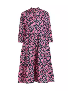 Многоярусное хлопковое платье-палатка Bimpe с абстрактным рисунком Elisamama, розовый