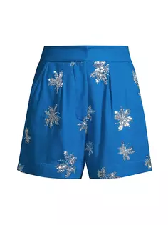 Льняные шорты Lucid Dreams Celeste с цветочным принтом и пайетками Waimari, синий
