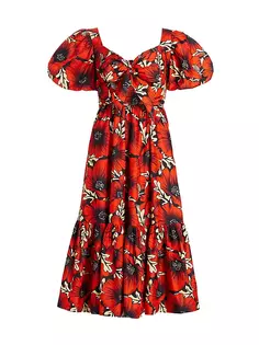 Платье миди Funke с цветочным принтом Elisamama, красный