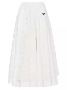Кружевная юбка-миди Prada, белый