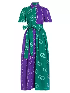 Платье-рубашка Asake из хлопка с абстрактными цветными блоками Elisamama, фиолетовый
