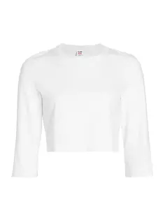 Укороченная университетская футболка Re/Done, белый