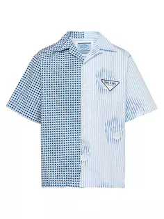 Рубашка из хлопка двойной вязки Prada, синий