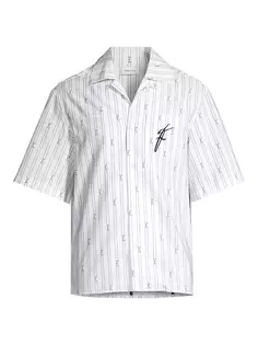 Полосатая рубашка с логотипом Camp Ferragamo, белый