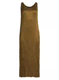 Плиссированное платье-миди из купро Eileen Fisher, оливковый