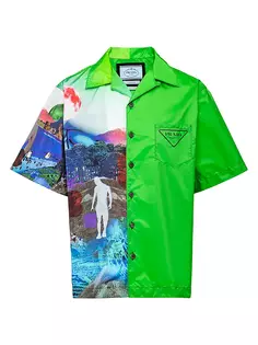 Рубашка Double Match из нейлона Prada, зеленый