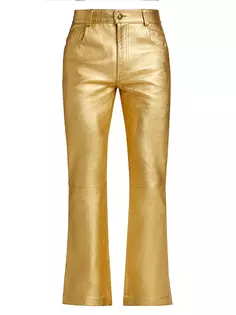 Расклешенные кожаные брюки металлик Ernest W. Baker, золото