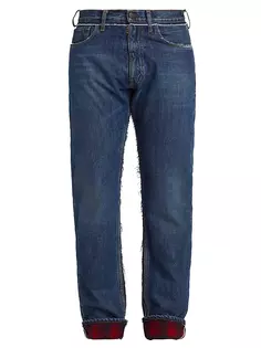 Потертые джинсы из фланели Maison Margiela, индиго