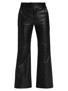 Стеганые кожаные брюки-клеш с заклепками Ernest W. Baker, цвет black gold