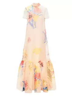 Платье Calluna из органзы с цветочным принтом Staud, цвет first bloom day