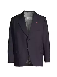 Шерстяная куртка с узором «елочка» Maison Margiela, темно-синий