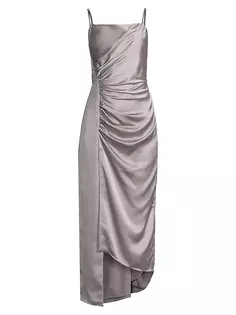 Атласное платье-комбинация Lilliana с драпировкой Milly, цвет silver