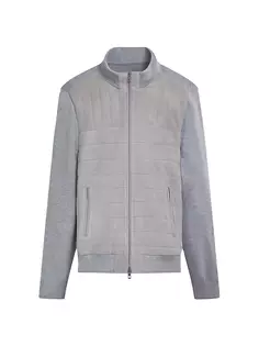 Замшевая куртка-свитер спереди Bugatchi, цвет cement