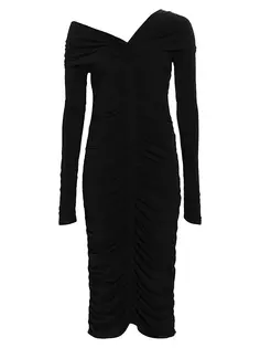 Платье миди из джерси со сборками A.L.C., черный