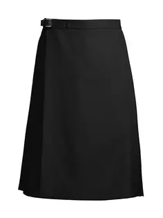 Шерстяная юбка с пряжкой Versace, черный