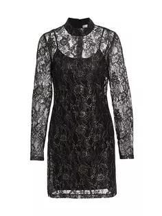 Кружевное мини-платье Cassidy с эффектом металлик Wayf, цвет black lace