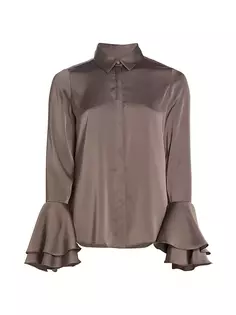 Атласная блузка Selma на пуговицах спереди Derek Lam 10 Crosby, цвет dark truffle