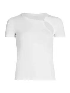 Хлопковая футболка с разрезом Helmut Lang, белый