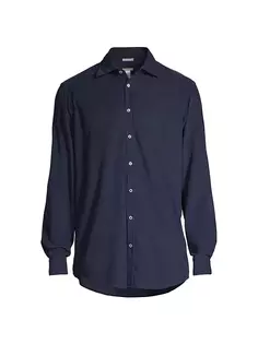 Рубашка из однотонной ткани Genova Massimo Alba, синий