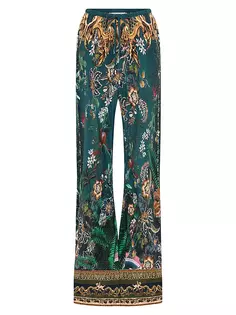 Шелковые брюки с завязками в стиле барокко Camilla, цвет verdis world