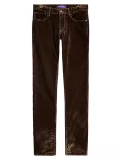 Бархатные брюки с пятью карманами Ralph Lauren Purple Label, цвет dark brown
