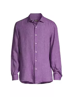 Льняная рубашка на пуговицах спереди Zegna, фиолетовый