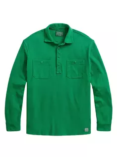 Винтажная спортивная рубашка-поло с длинными рукавами Polo Ralph Lauren, зеленый