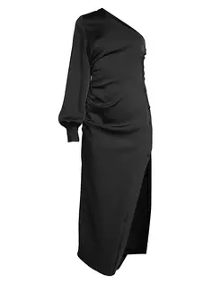 Атласное платье макси на одно плечо One33 Social, черный