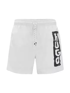 Быстросохнущие шорты для плавания с логотипом-маркером Hugo, цвет natural