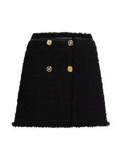 Мини-юбка из фактурного твида Heritage Versace, черный