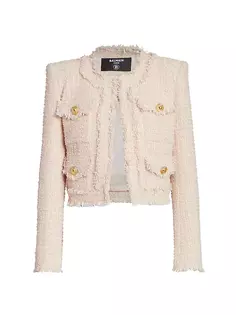 Твидовый жакет из хлопковой смеси Balmain, цвет beige rose