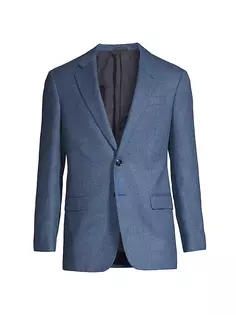 Текстурированное спортивное пальто из шерсти и кашемира Giorgio Armani, синий