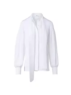 Шелковая блузка с воротником-стойкой Akris Punto, цвет cream