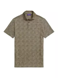 Льняная рубашка-поло в клетку Glen Ralph Lauren Purple Label, черный
