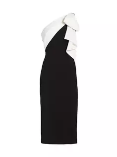 Асимметричное платье миди из крепа Shane Sachin &amp; Babi, цвет ivory black