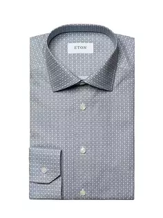 Классическая рубашка современного кроя с геометрическим рисунком Eton, синий