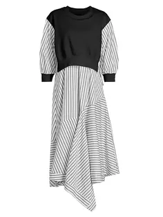 Комбинированное платье-миди-платье-свитшот в полоску 3.1 Phillip Lim, черный