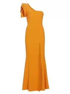 Платье Electronica на одно плечо с разрезом Elliatt, цвет mango