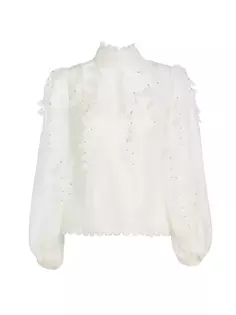 Льняно-шелковая блузка Petal Zimmermann, цвет natural