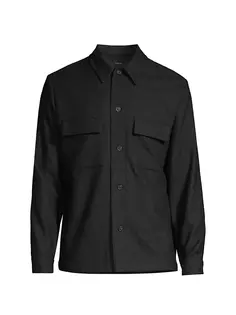 Куртка-рубашка из смесовой шерсти Vince, черный