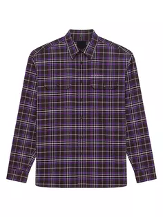 Рубашка в клетку из шерсти и хлопка Givenchy, фиолетовый
