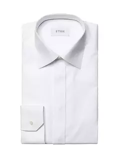 Рубашка из пике современного кроя в горошек Eton, белый