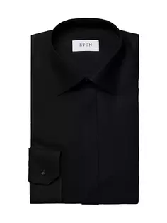 Рубашка из пике узкого кроя в горошек Eton, черный