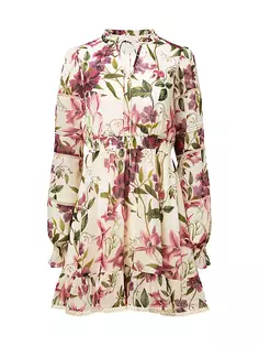 Мини-платье с цветочным принтом и завязками на шее Rachel Parcell, цвет ivory floral