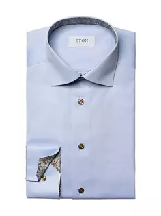 Рубашка из твила приталенного кроя с узором пейсли Eton, синий