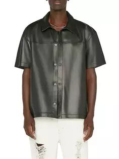 Кожаная рубашка с короткими рукавами Frame, цвет noir
