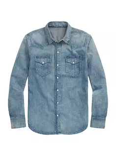 Джинсовая рубашка в стиле вестерн Icon Polo Ralph Lauren, цвет western
