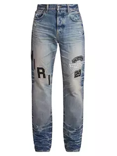 Прямые джинсы с логотипом Hockey Amiri, цвет vintage indigo